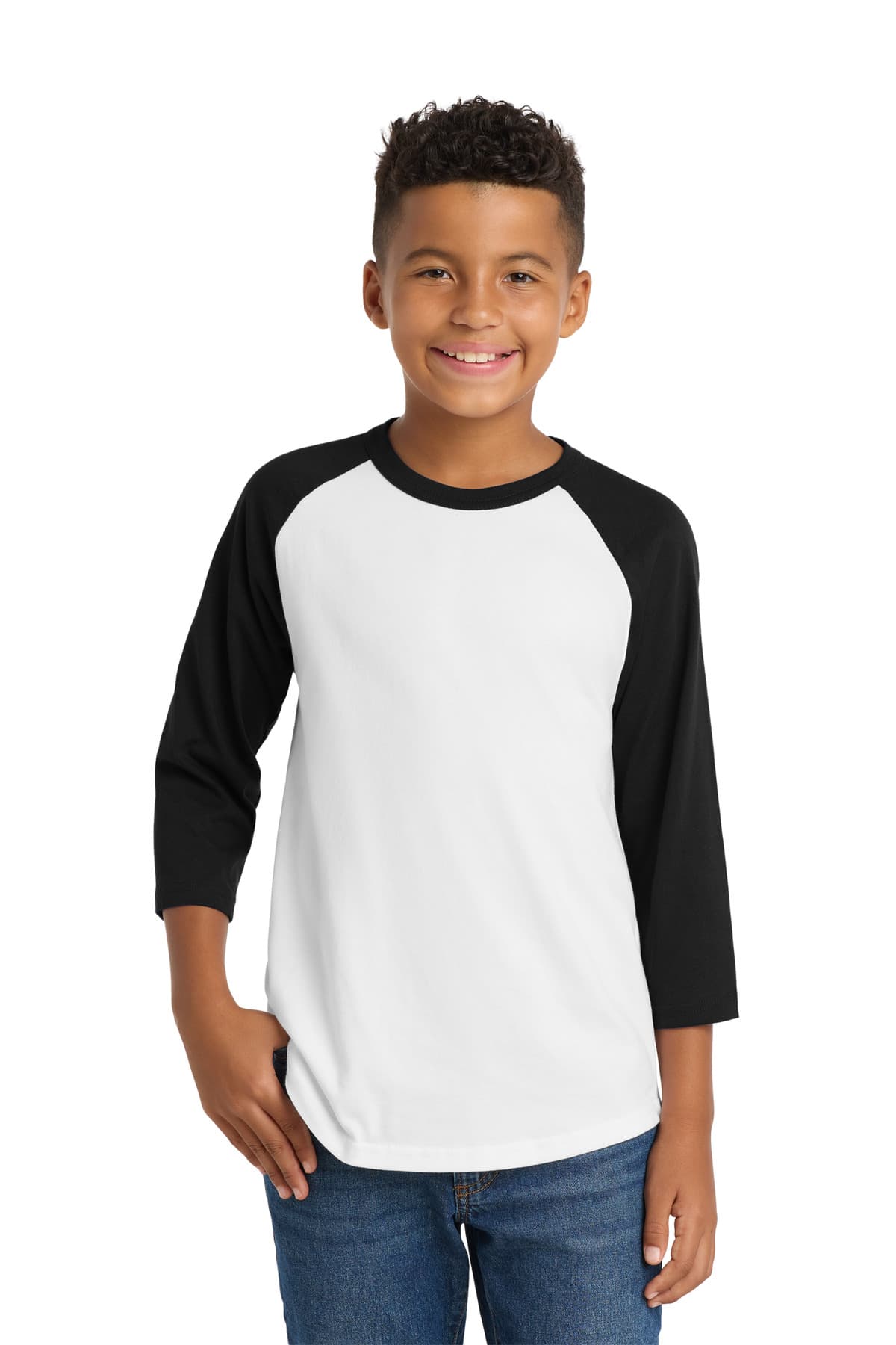 Sport-Tek ® Youth Colorblock Raglan Jersey — White/ Black