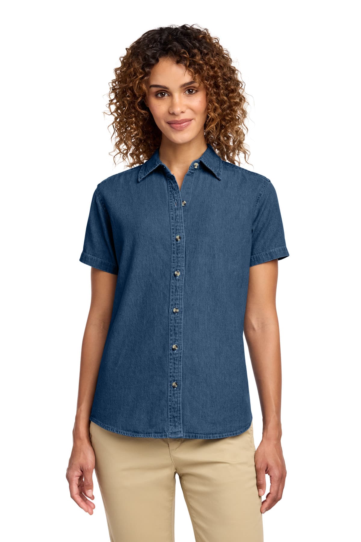 Port & Co  Women's Short Sleeve Value Denim Shirt — Ink Blue