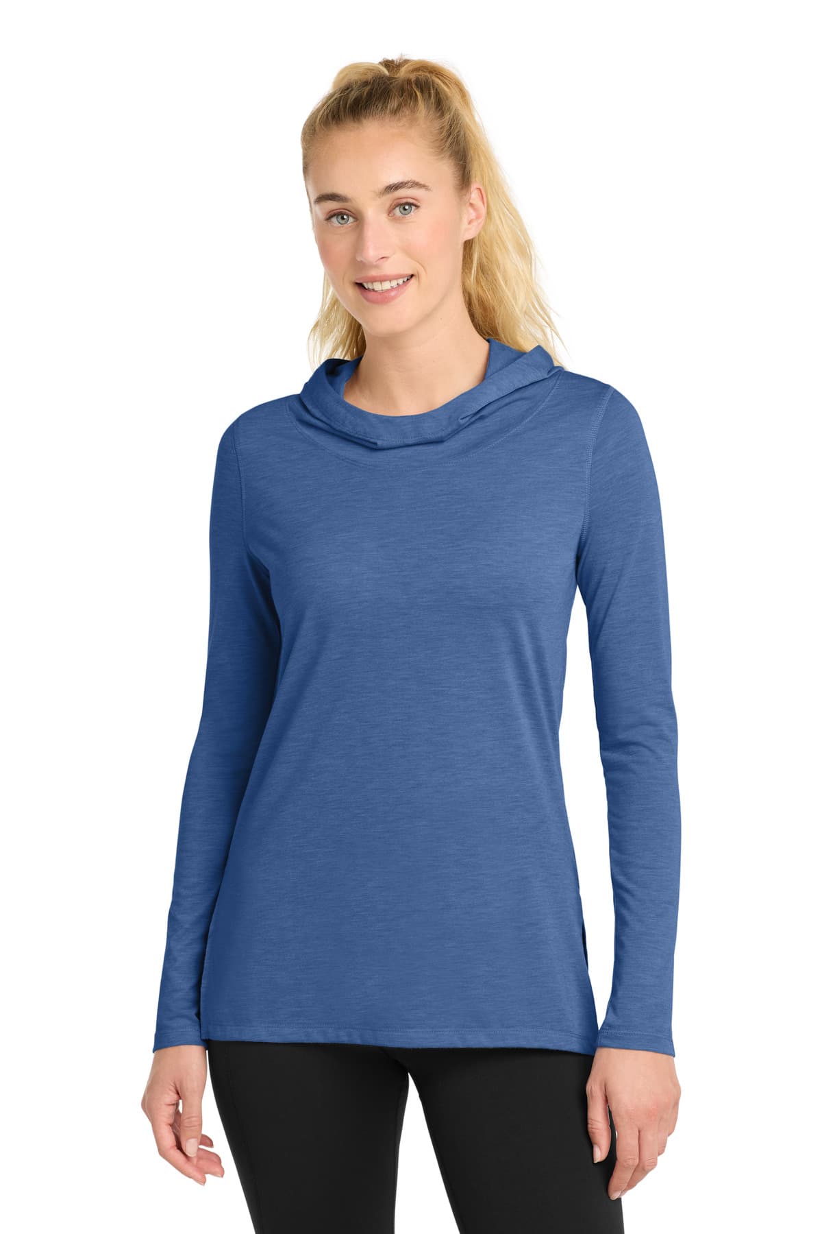 Sport-Tek ® Women's PosiCharge ® Tri-Blend Wicking Long Sleeve Hoodie — True Royal Heather