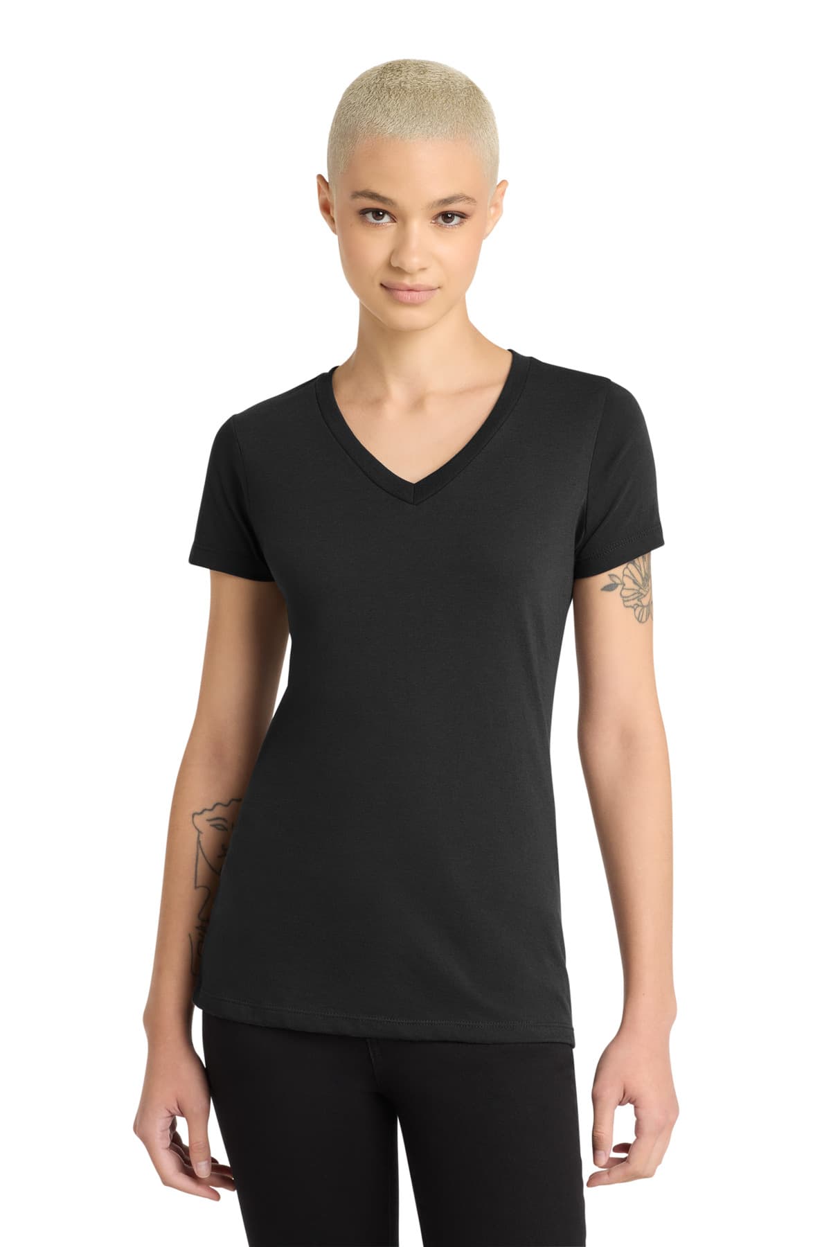 District ® Women's Perfect Blend ® CVC V-Neck Tee — Black