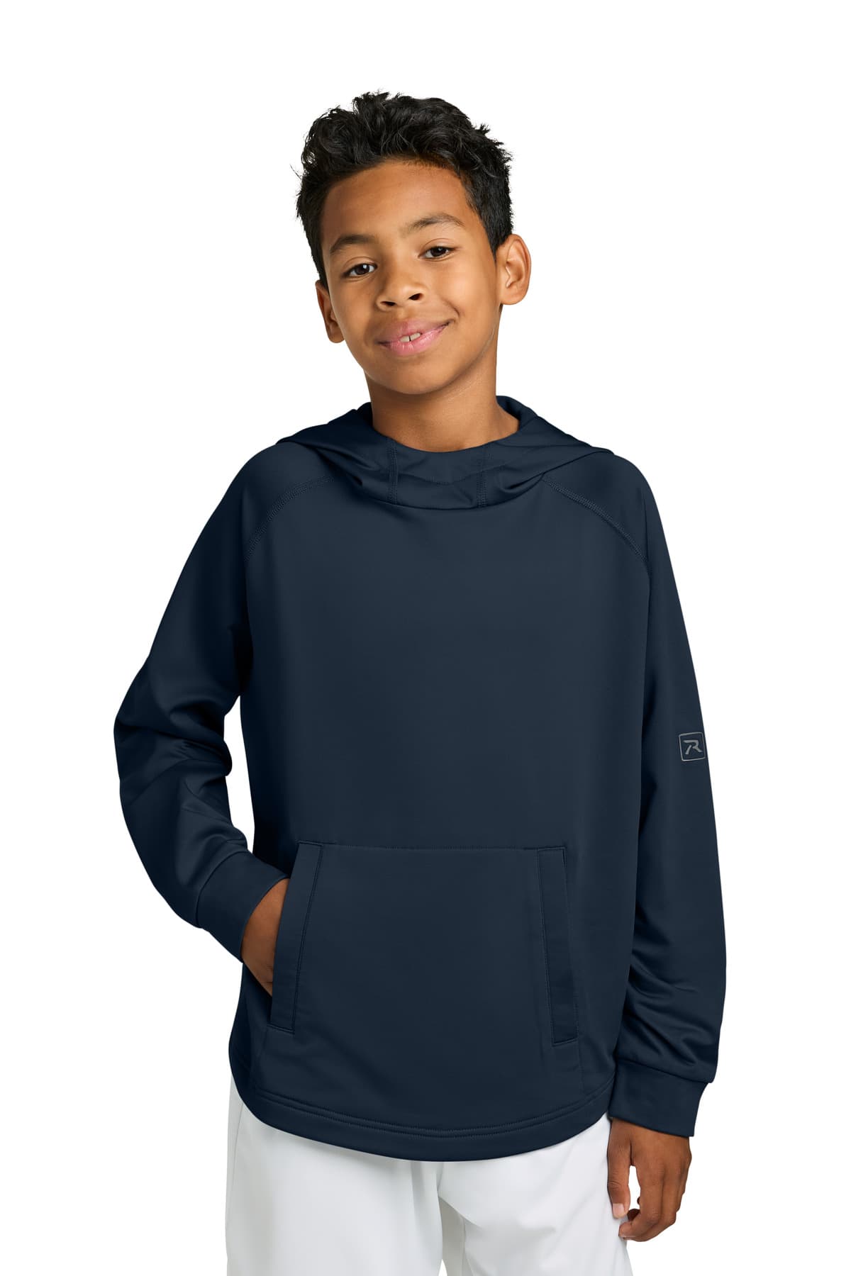 Richardson Youth Charge Performance Fleece Long Sleeve Hoodie — Navy