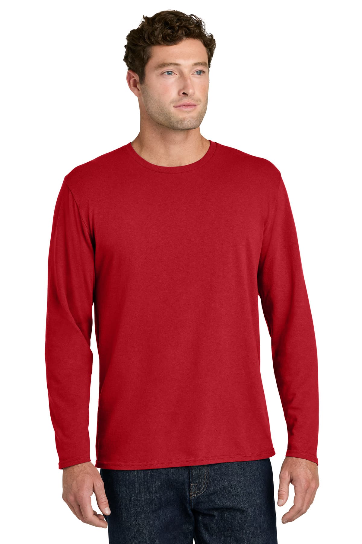 Port & Co  Easy Cotton Long Sleeve Tee — Red