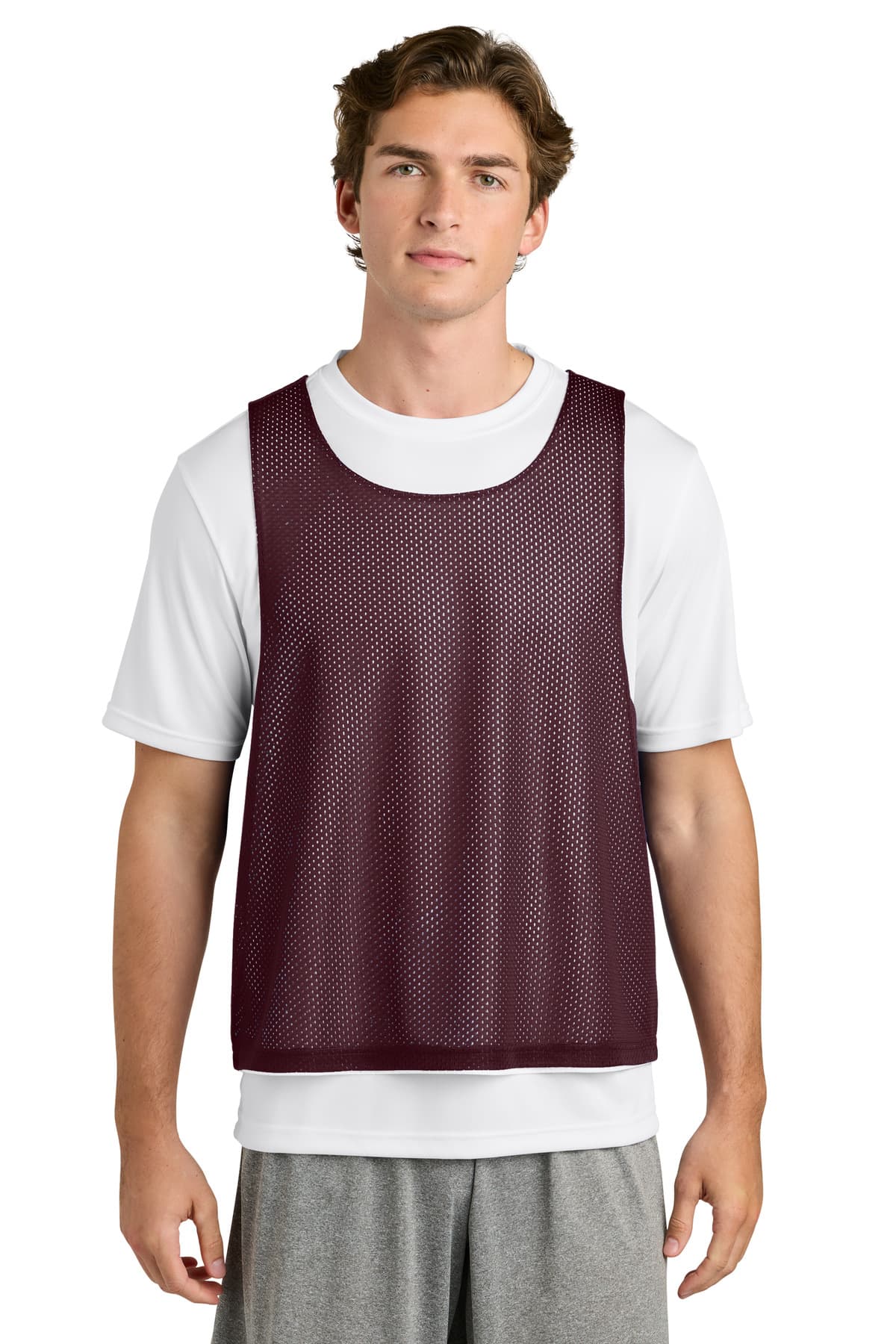 Sport-Tek ® Lacrosse Reversible Pinnie — Maroon/ White
