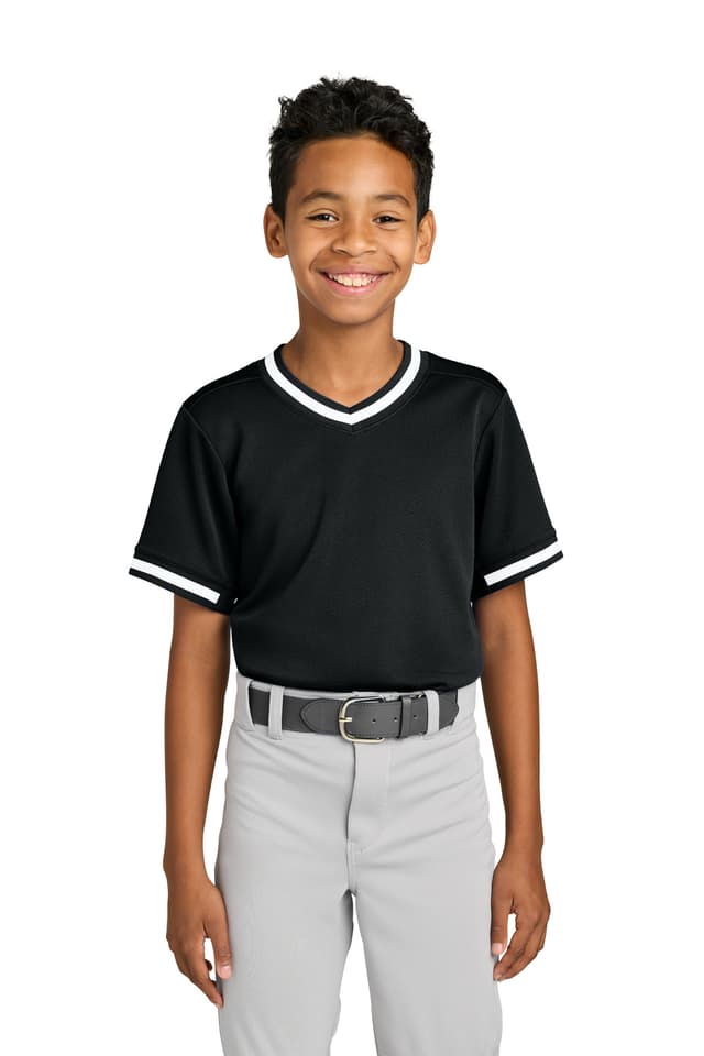 Sport-Tek ® Youth Tough Mesh V-Neck Baseball Jersey