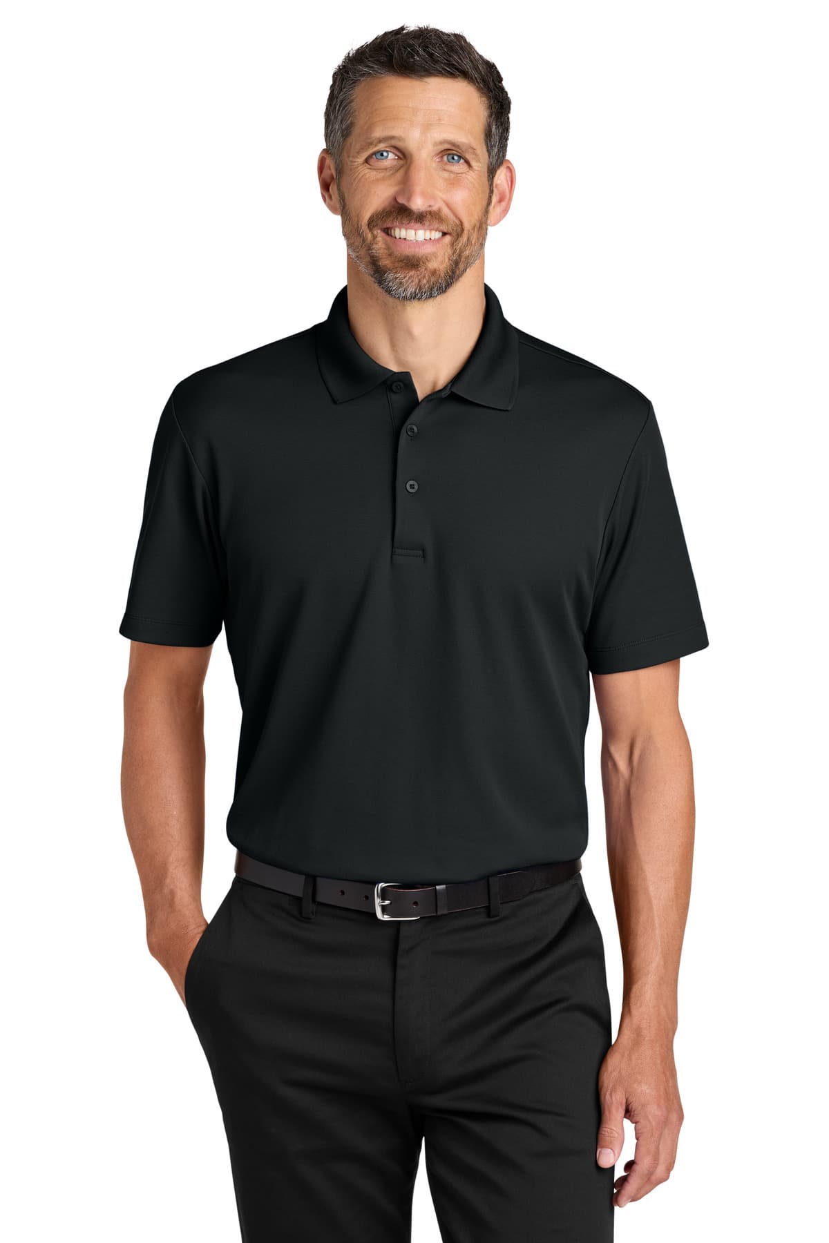 Port Authority ® Plaited Pique Polo — Deep Black