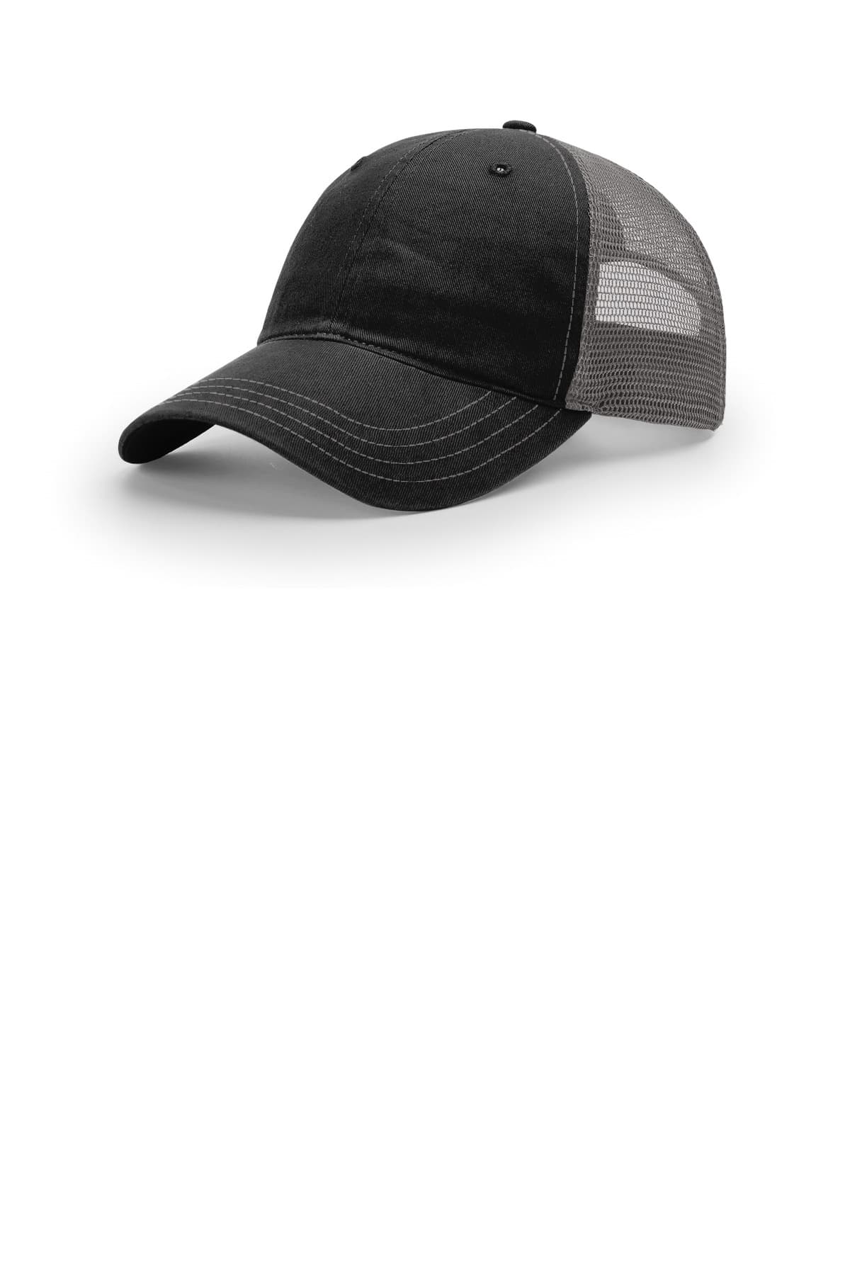 Richardson Garment Washed Trucker — Black/ Charcoal