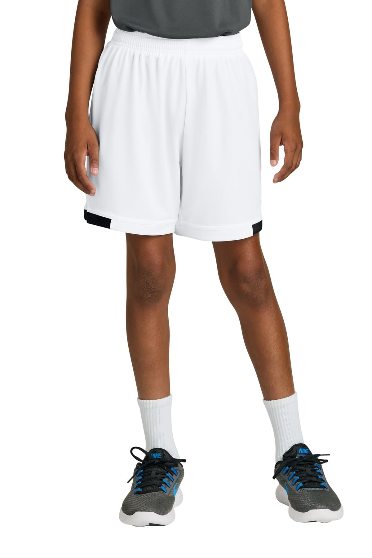 Sport-Tek ® Youth Club 5' Short — White/ Black