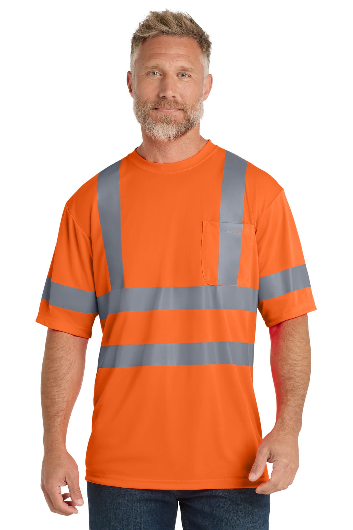 CornerStone ® - ANSI 107 Class 3 Short Sleeve Snag-Resistant Reflective T-Shirt — Safety Orange