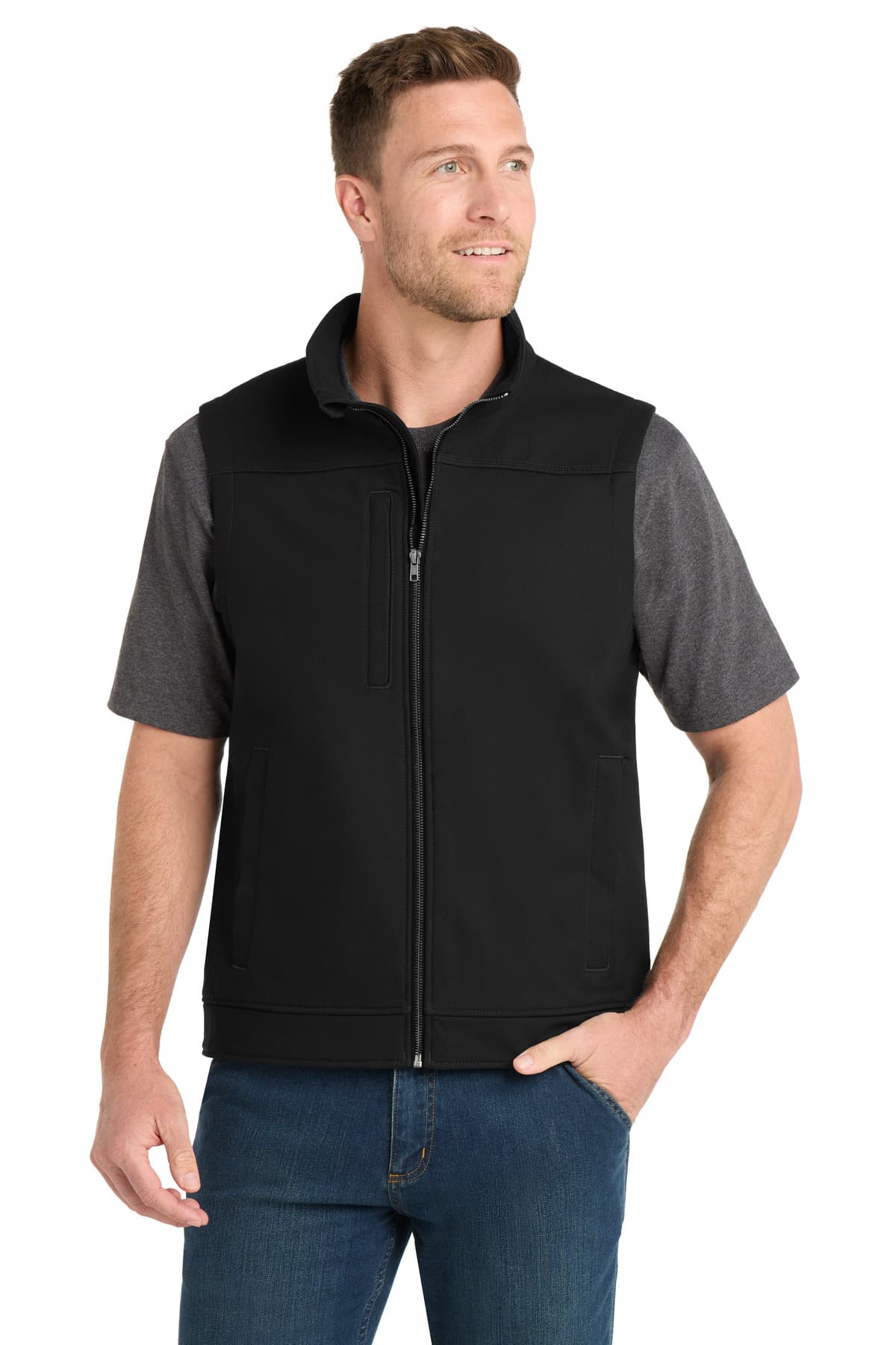 CornerStone ® Duck Bonded Soft Shell Vest — Black