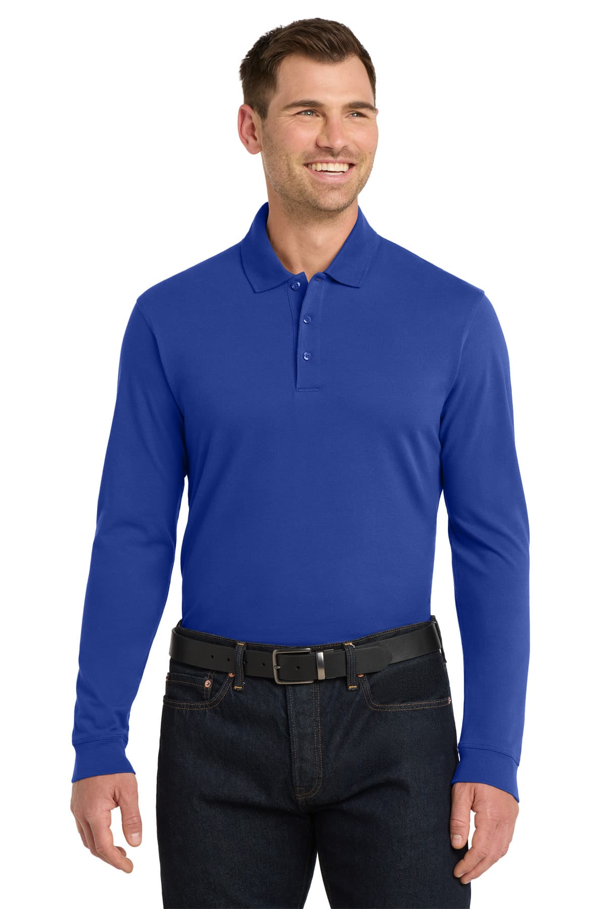Port Authority ® EZCotton ® Long Sleeve Polo — True Royal