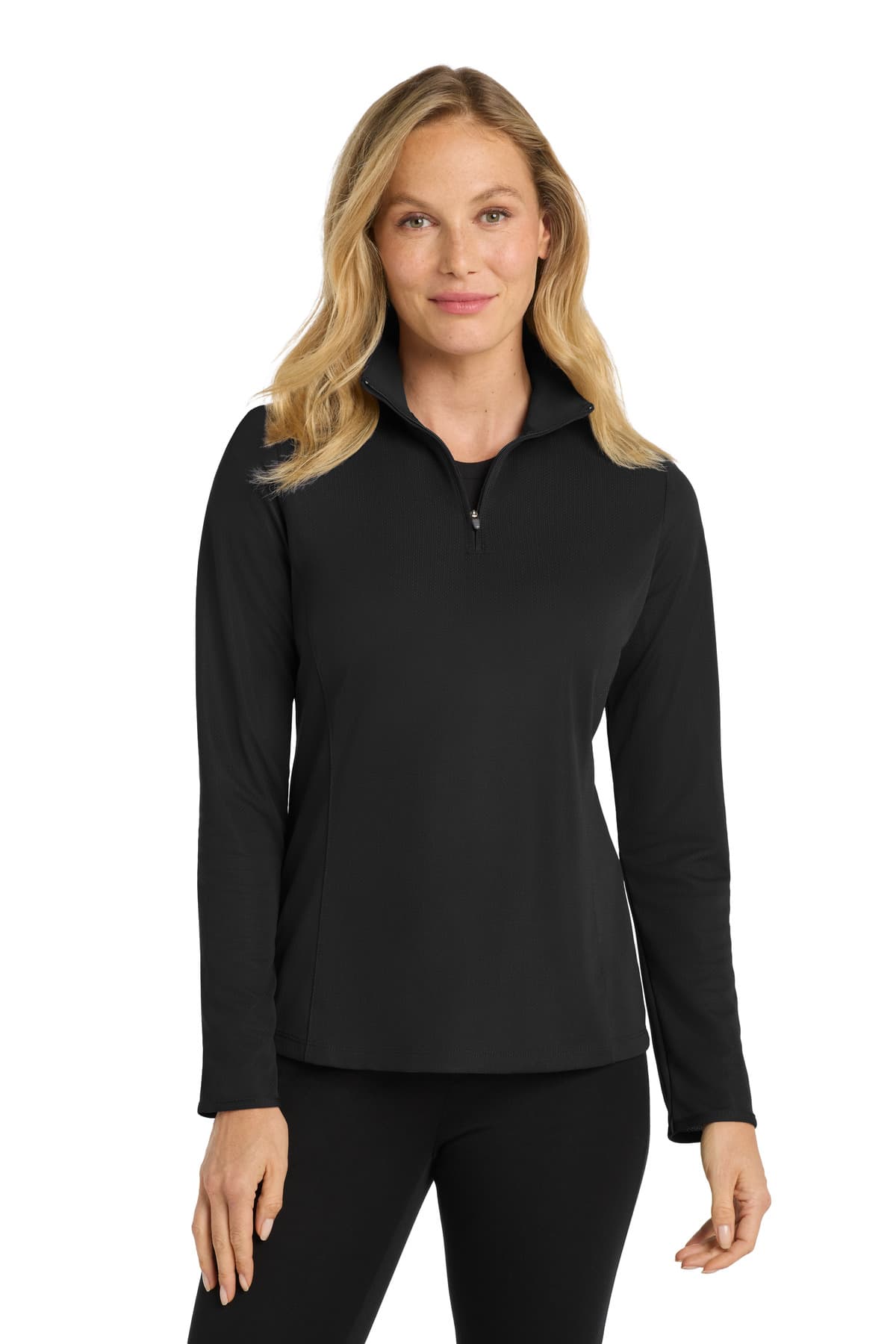 Port Authority ® Women's Pinpoint Mesh 1/2-Zip — Black