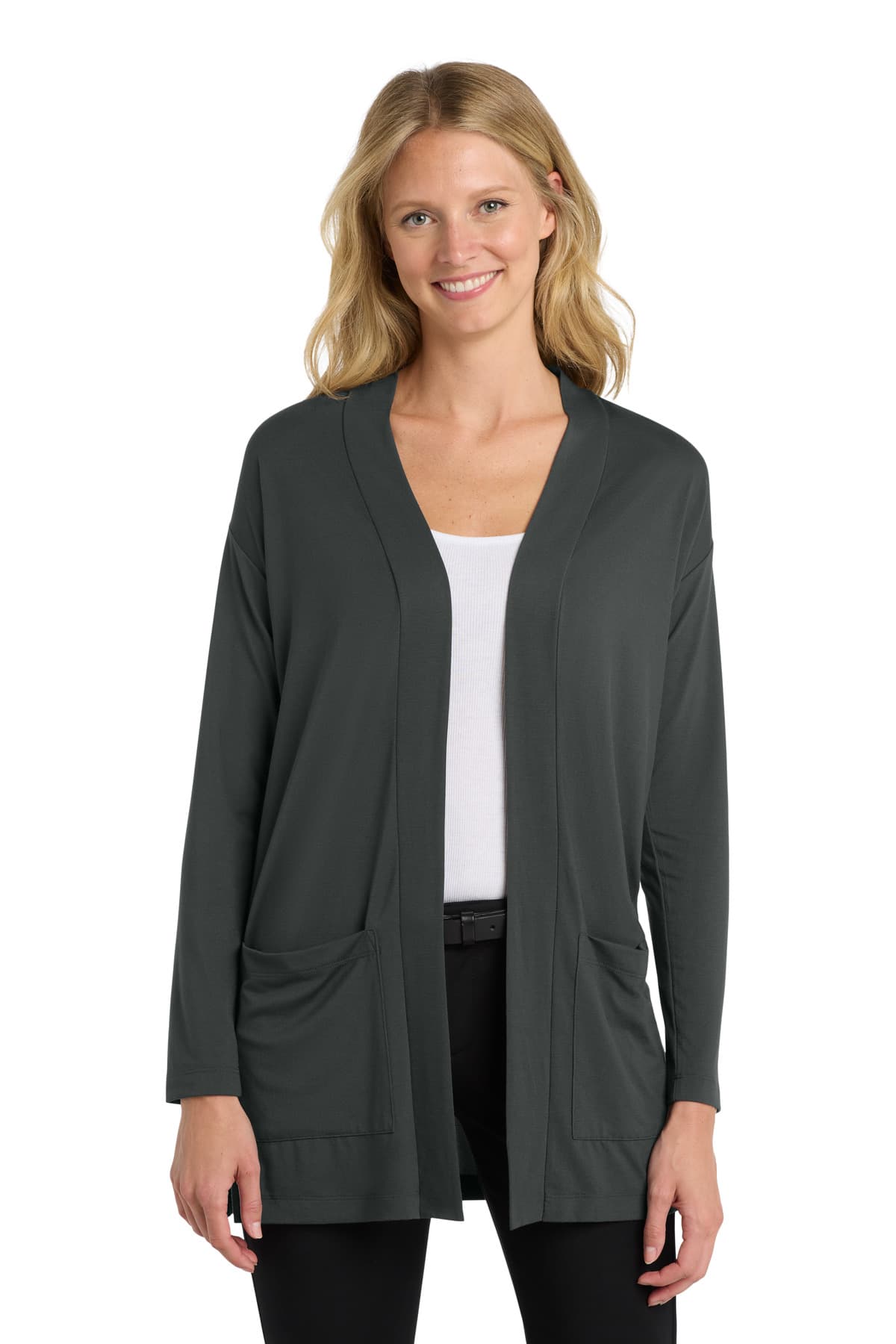 Port Authority ® Women's Concept Long Pocket Cardigan — Grey Smoke