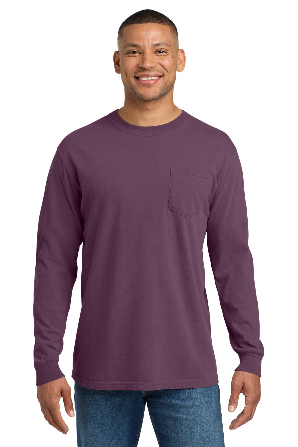 COMFORT COLORS ® Heavyweight Ring Spun Long Sleeve Pocket Tee — Berry