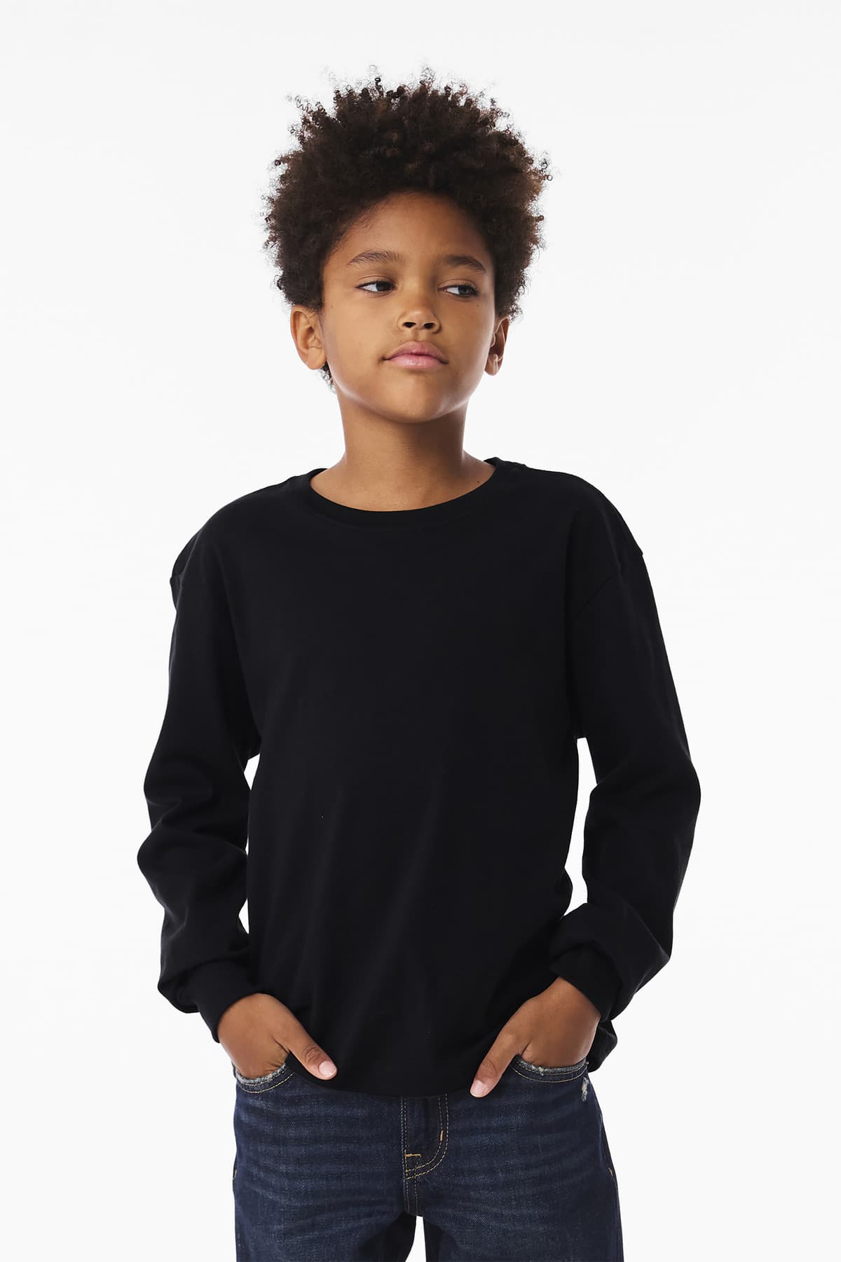 BELLA+CANVAS ® Youth 6-Ounce Heavyweight Long Sleeve Tee — Black