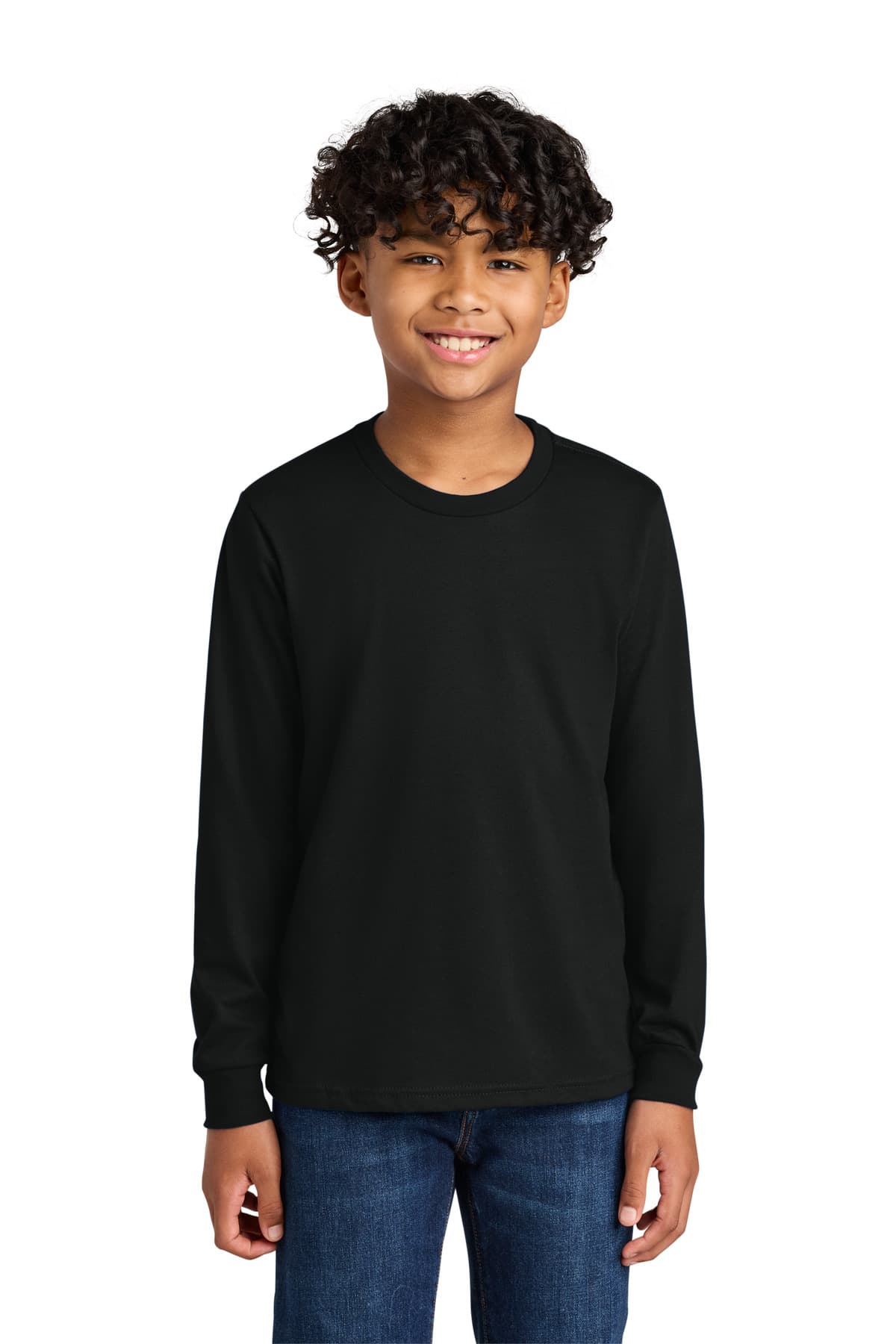 Next Level Apparel ® Youth Cotton Long Sleeve Tee — Black
