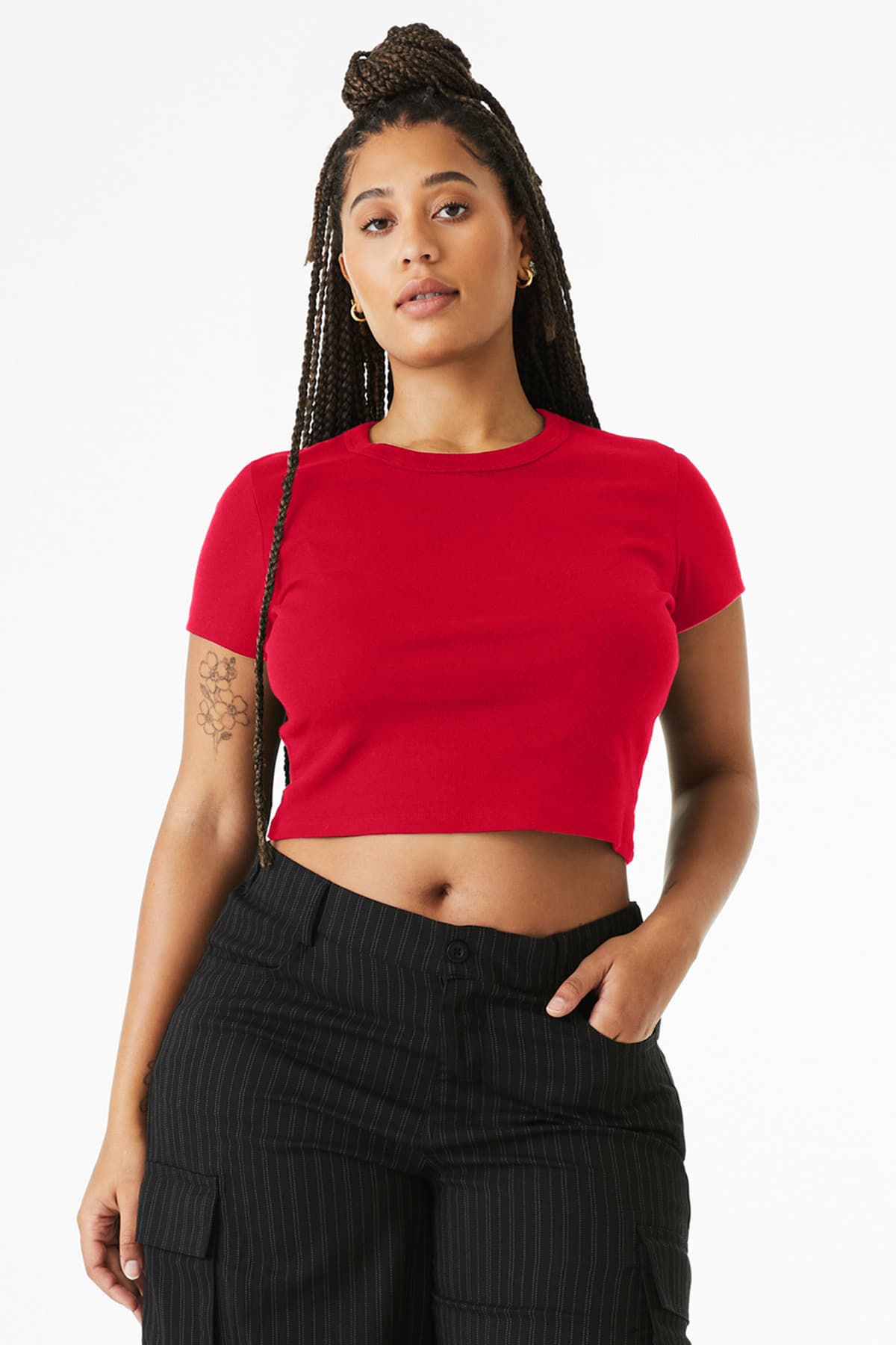 BELLA+CANVAS ® Women's Micro Rib Baby Tee — Solid Red Blend