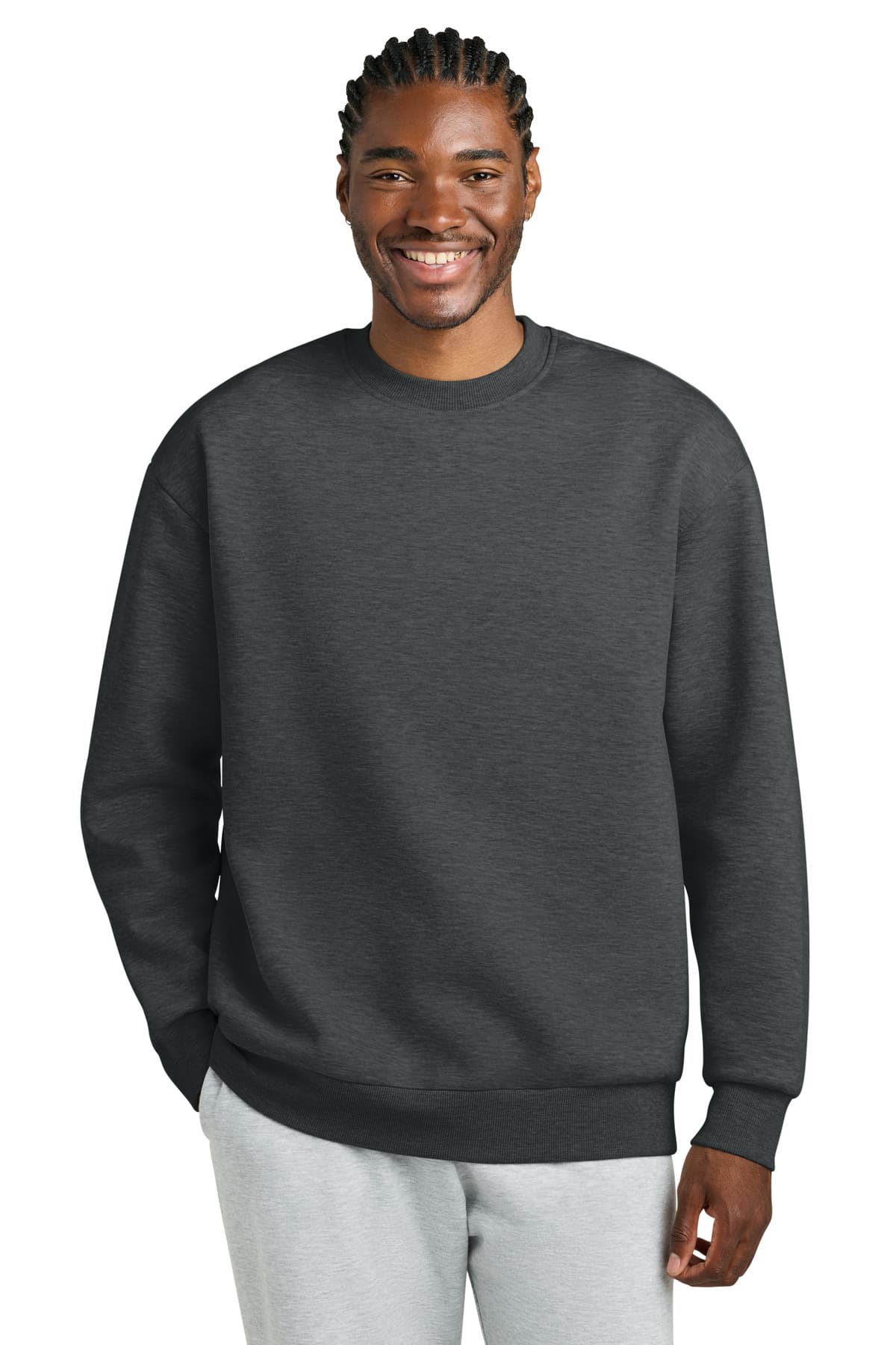 District ® V.I.T.  Heavyweight Fleece Crew — Heathered Charcoal