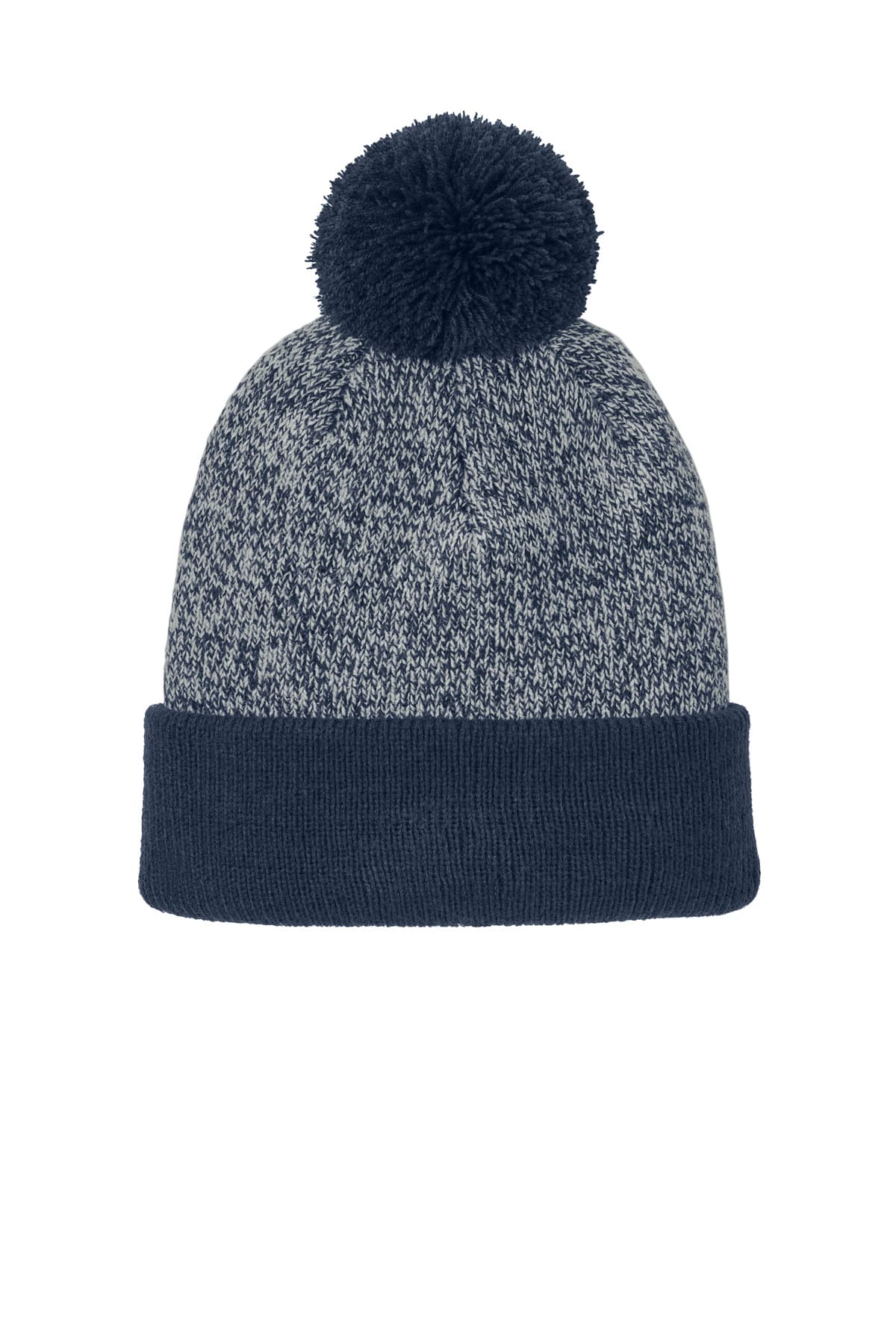 Sport-Tek ® Halftime Heather Pom Beanie — True Navy/ Silver