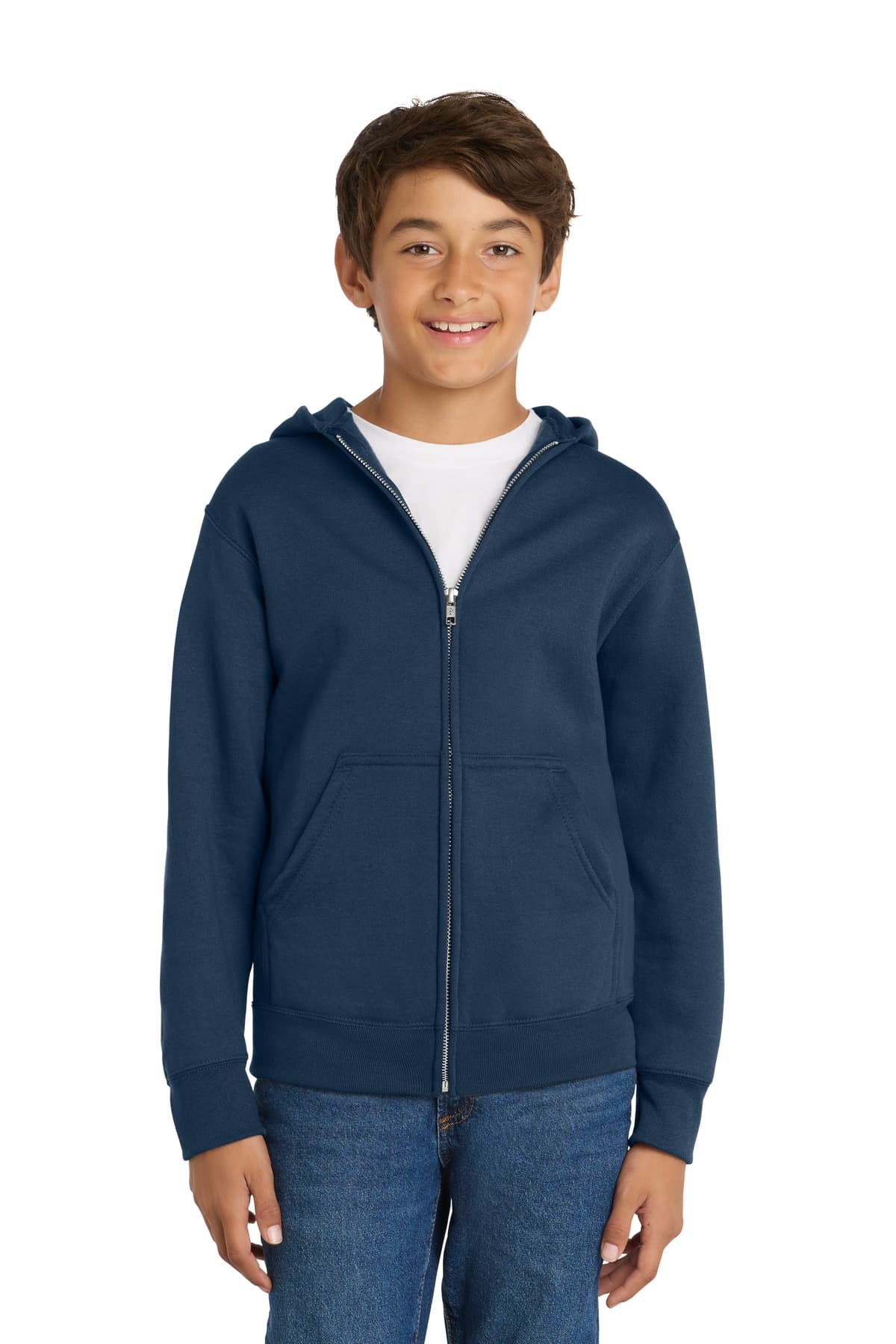 Port & Co  Youth Core Fleece Full-Zip Hooded Sweatshirt