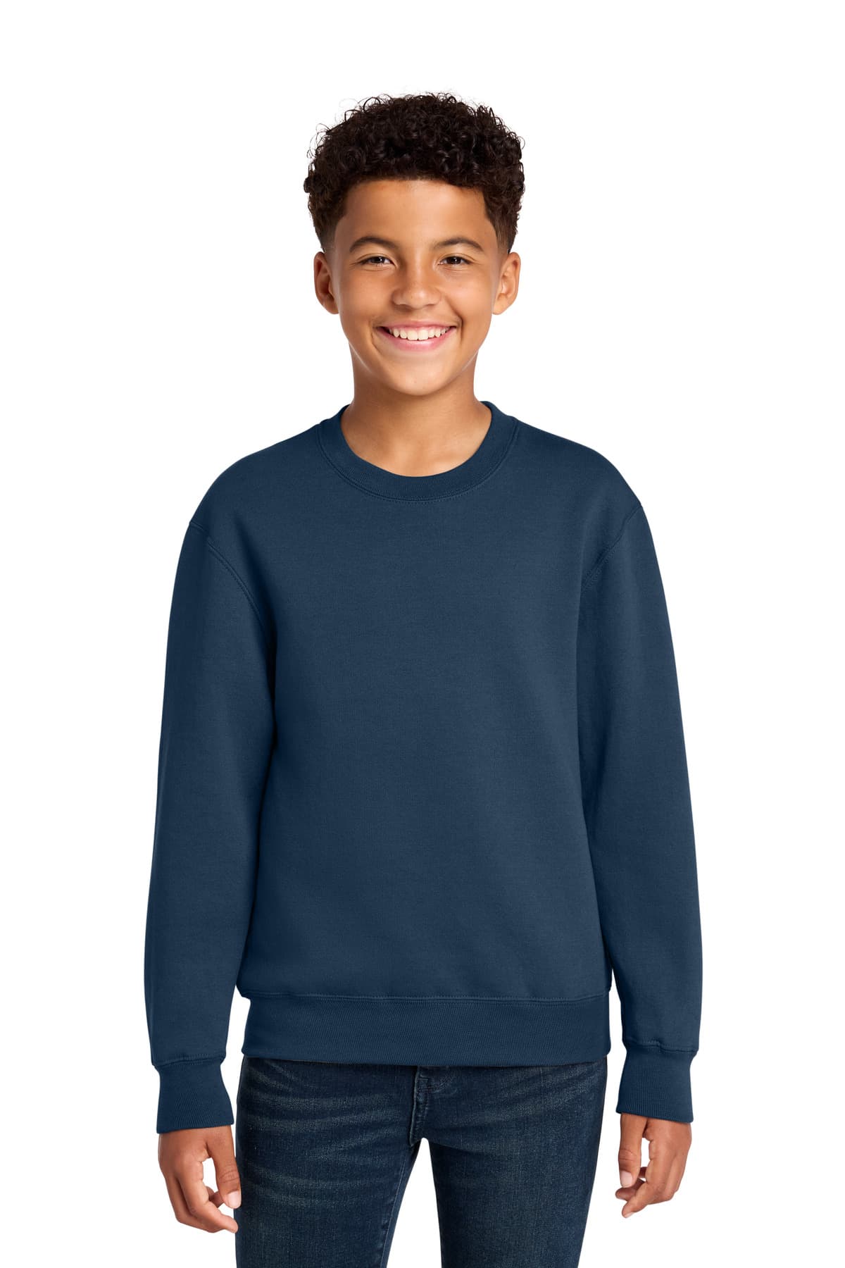 Port & Co  Youth Core Fleece Crewneck Sweatshirt — Navy