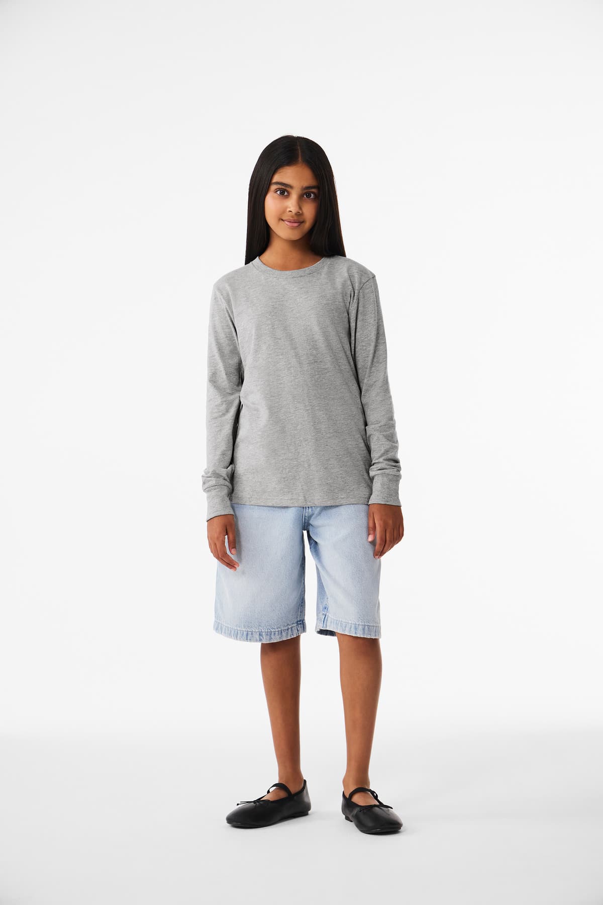BELLA+CANVAS ® Youth Heather CVC Long Sleeve Tee — Athletic Heather
