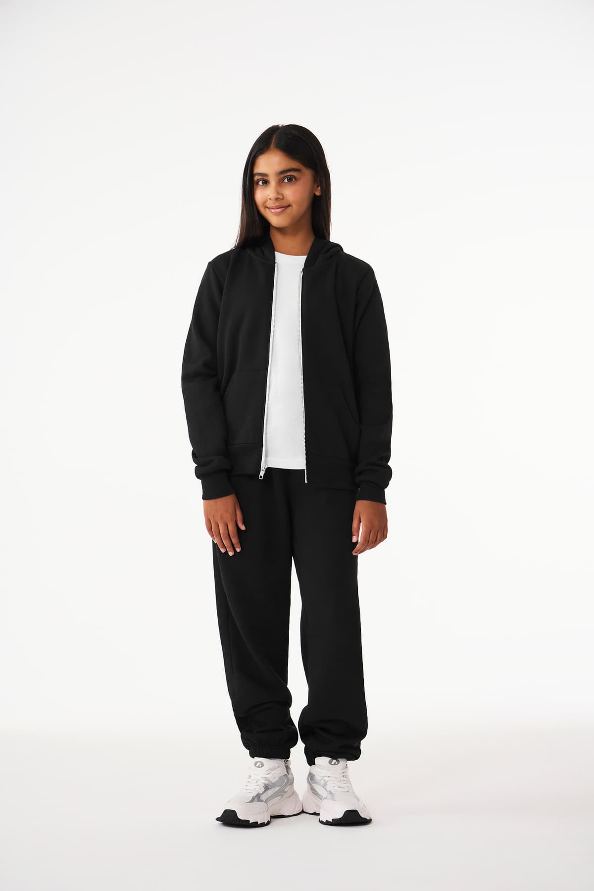 BELLA+CANVAS ® Youth Sponge Fleece Full-Zip Hooded Sweatshirt — Black