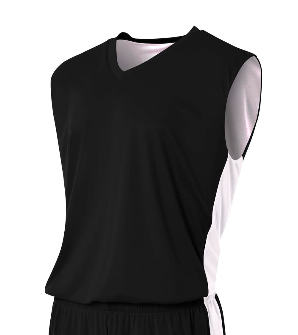 A4 Reversible Moisture Management Muscle — BLACK/WHITE