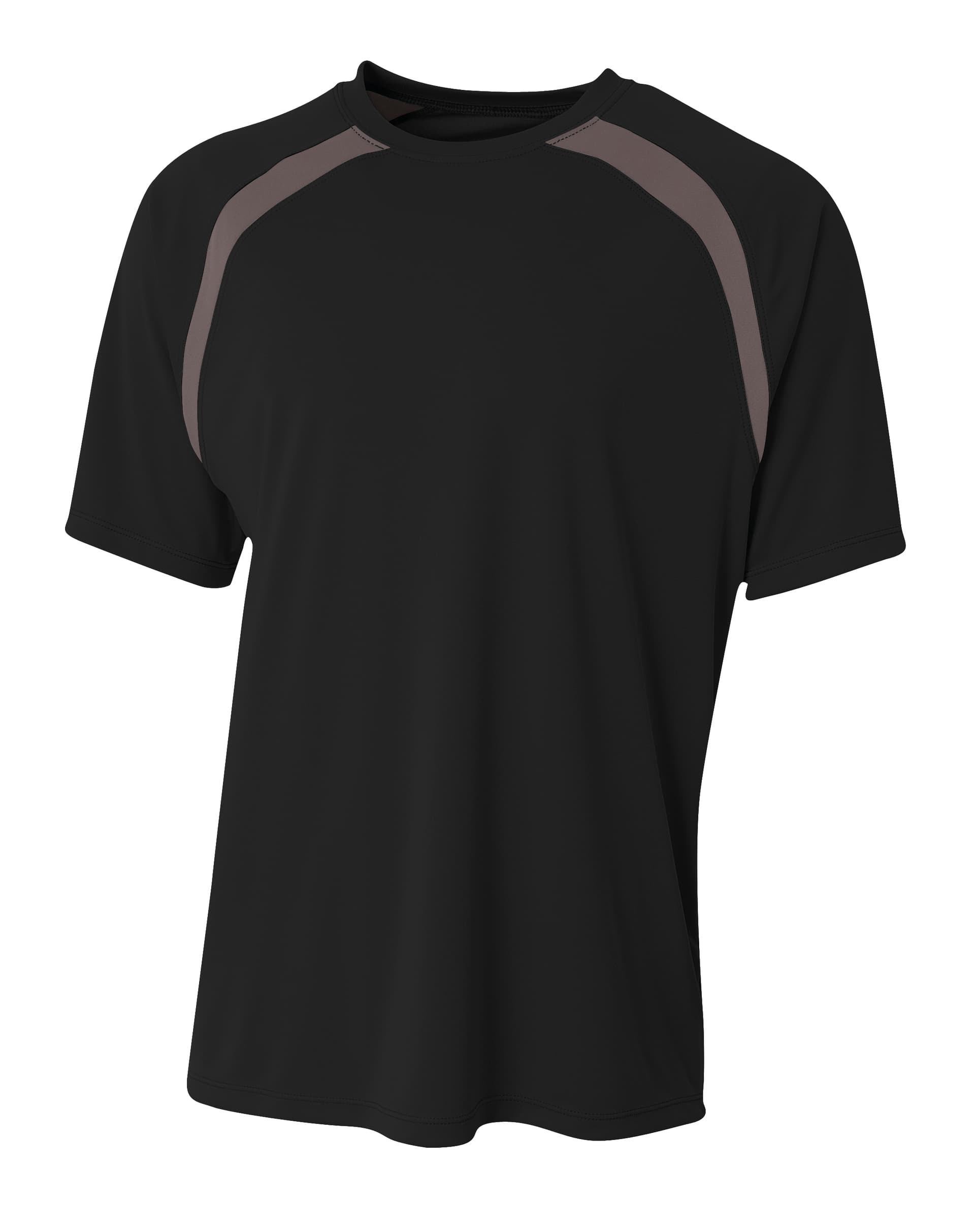 A4 Spartan Short Sleeve Color Block Crew — BLACK/GRAPHITE
