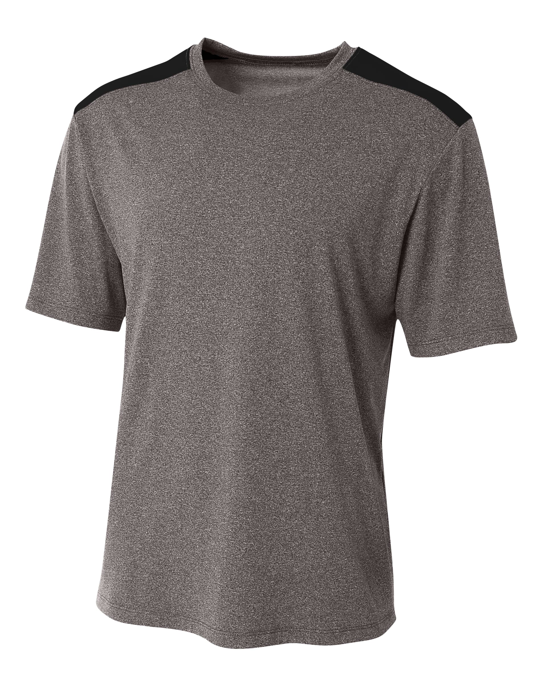A4 Tourney Heather Short Sleeve Color Block — HEATHER/BLACK