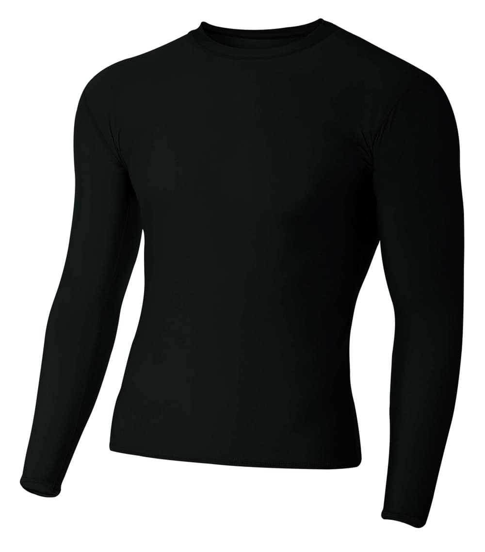 A4 Long Sleeve Compression Crew — BLACK
