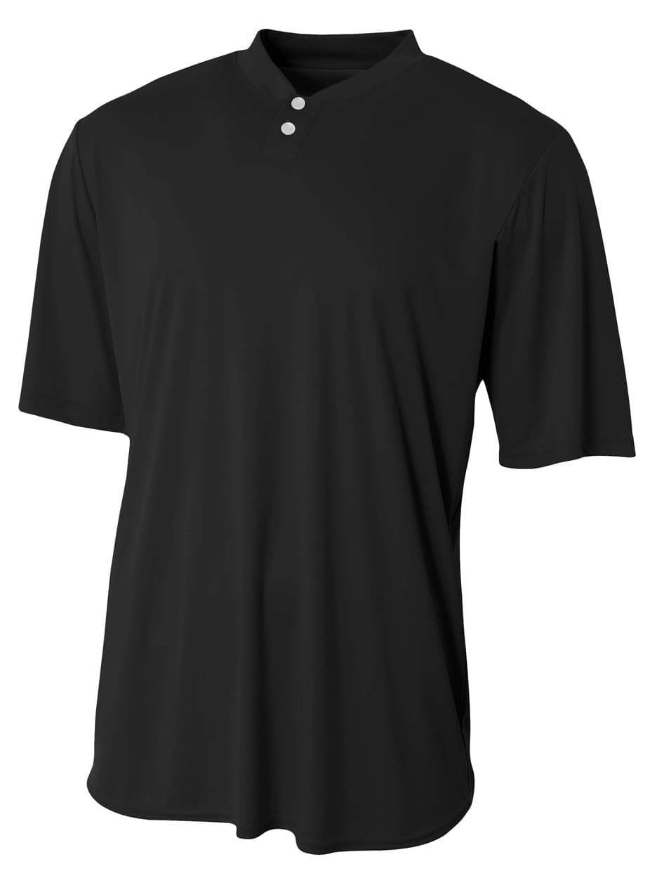 A4 Tek 2-Button Henley — BLACK
