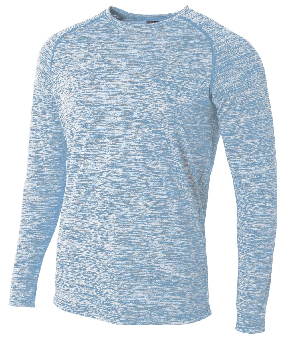 A4 Long Sleeve Raglan Space Dye — LTBLUE