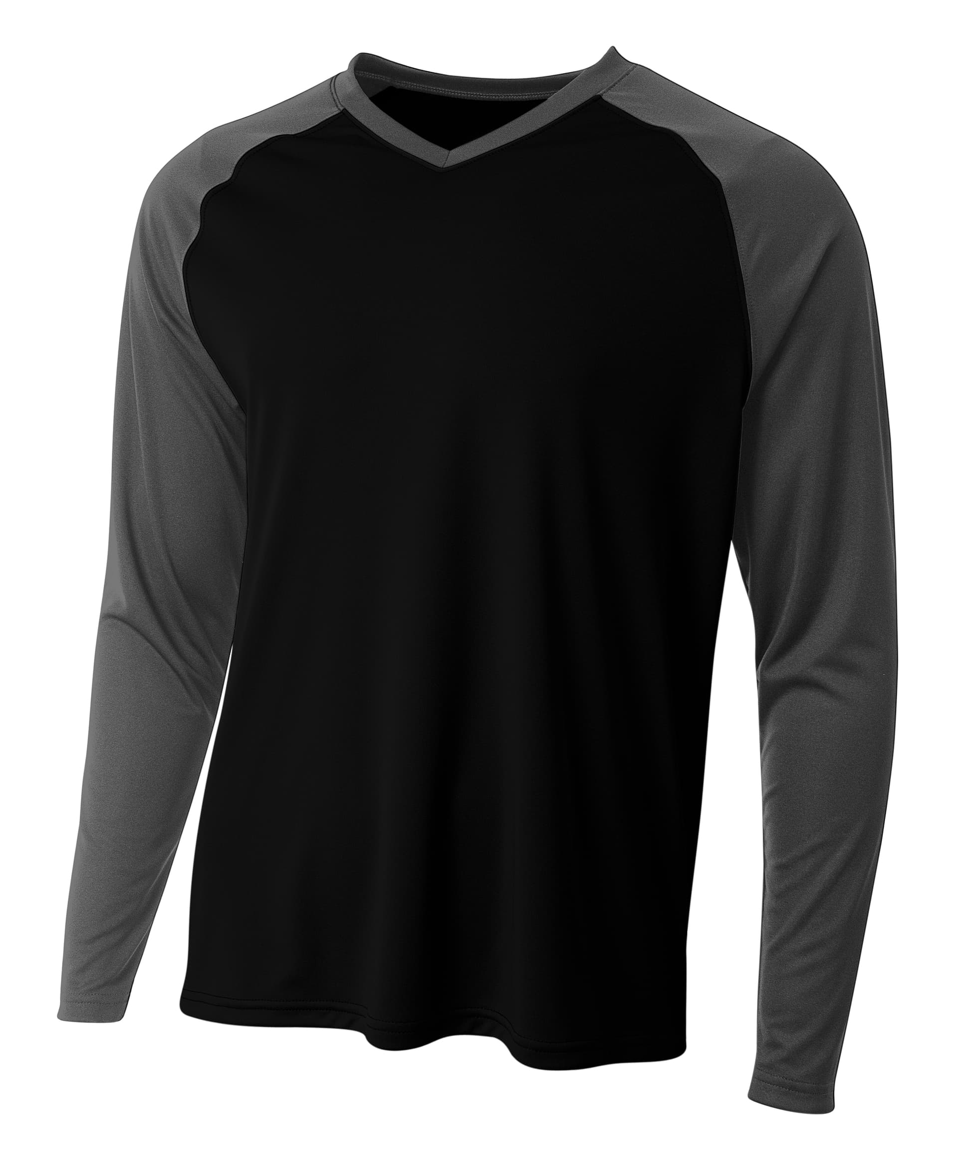 A4 Long Sleeve Strike Raglan Tee — BLACK/GRAPHITE