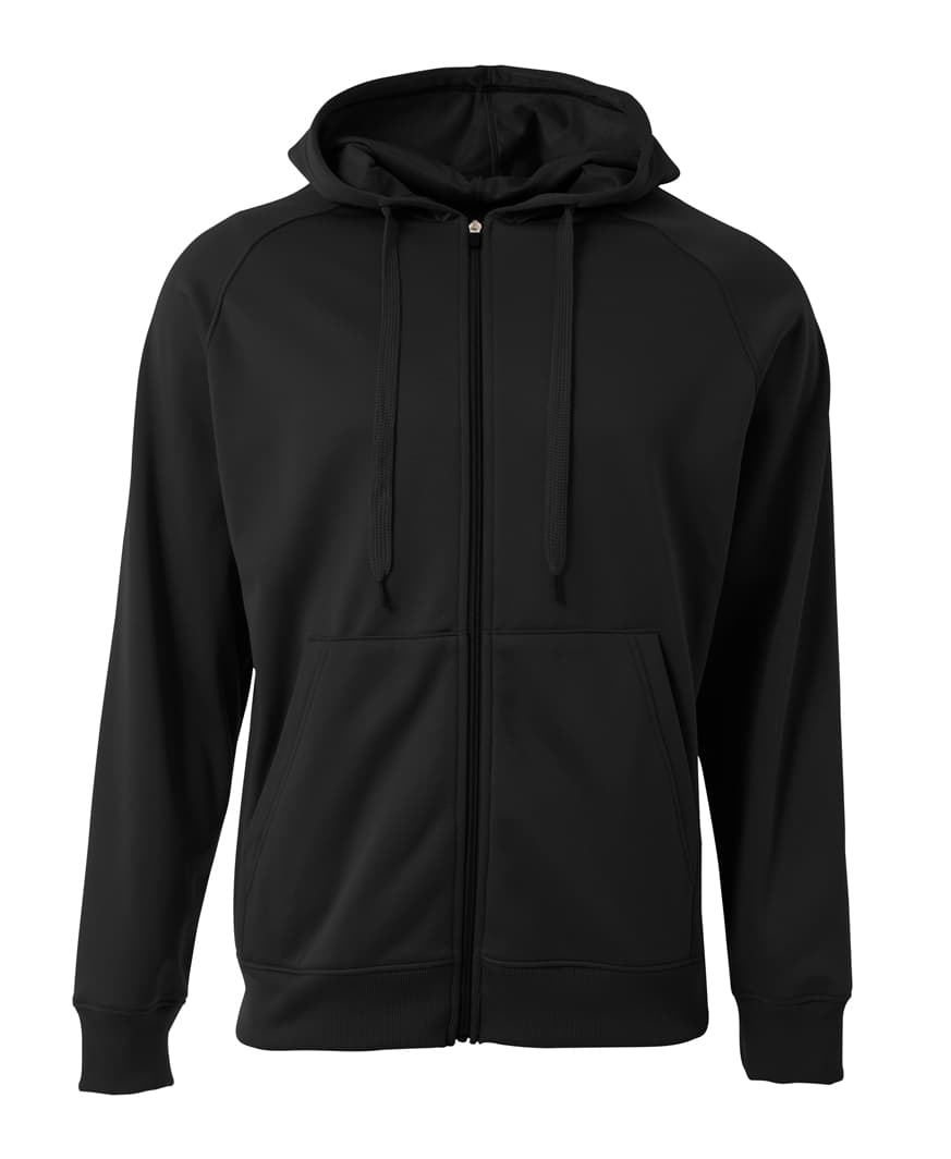A4 Agility Long Sleeve Tech Fleece Hoodi — BLACK