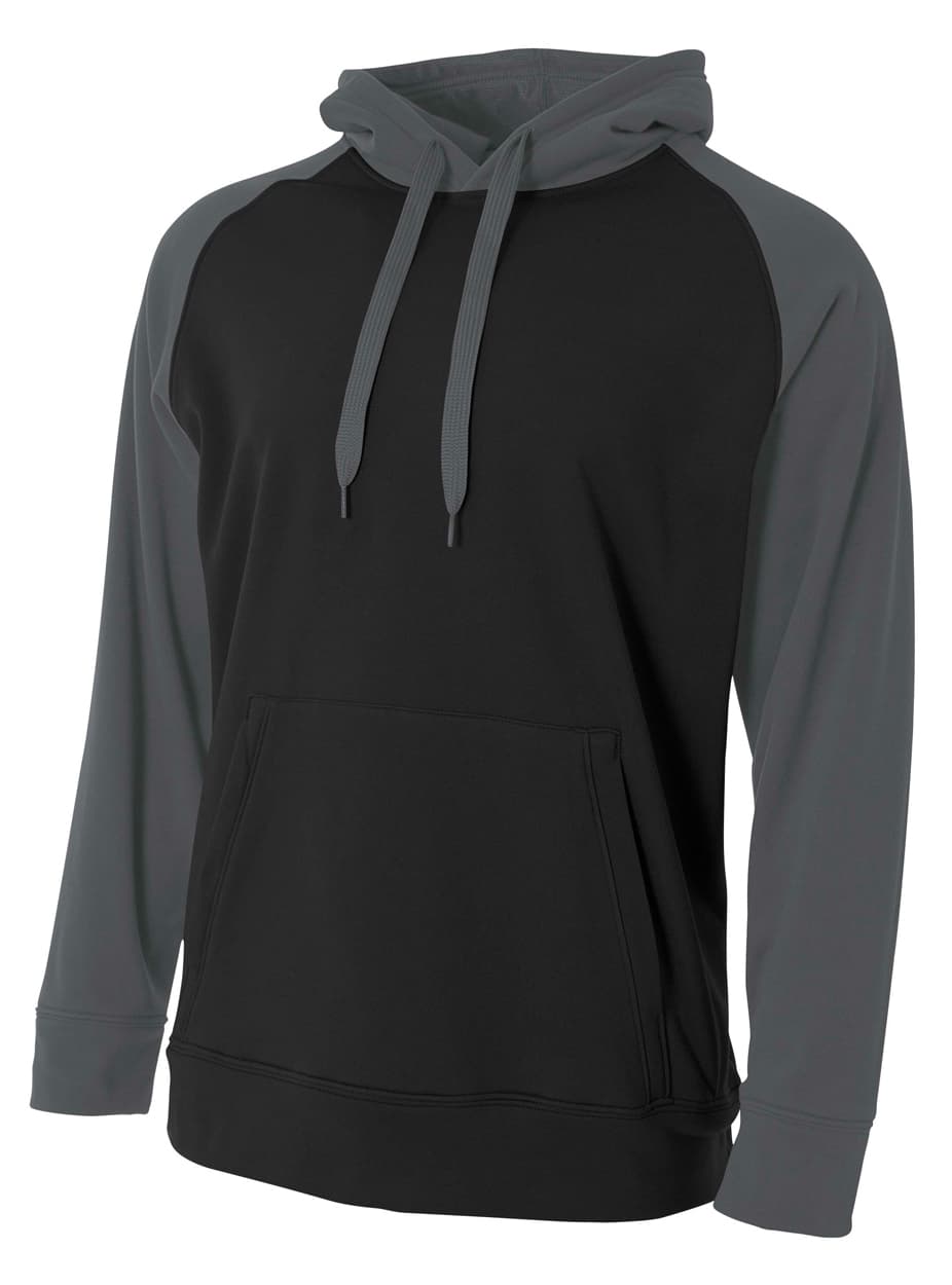 A4 Color Block Tech Fleece Hoodie — BLACK/GRAPHITE