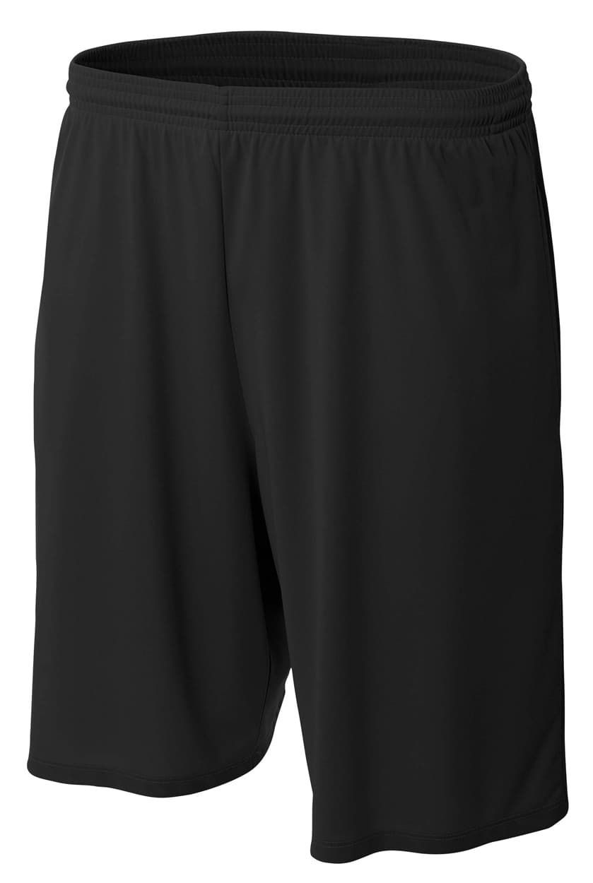 A4 9" Moisture Management Pocketed Short — BLACK
