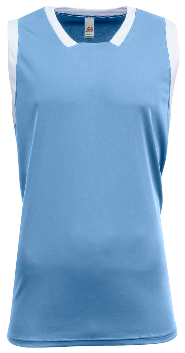 A4 Youth Sprint Single Ply Basketball Jerse — LT BLUE/WHITE