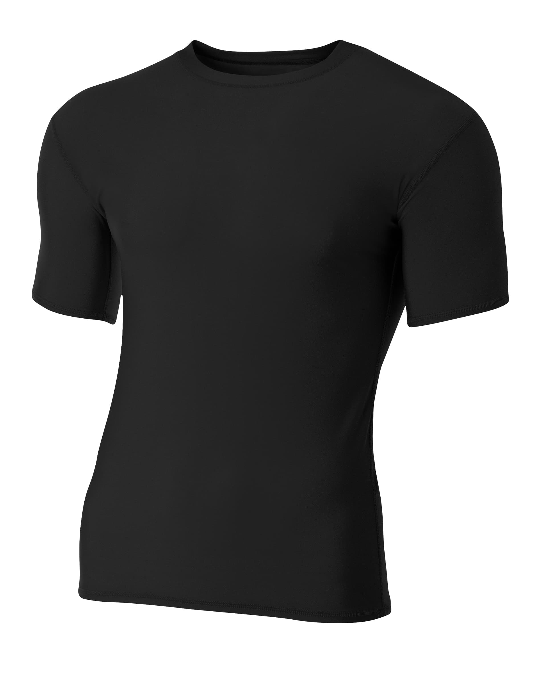A4 Youth Short Sleeve Compression Crew — BLACK