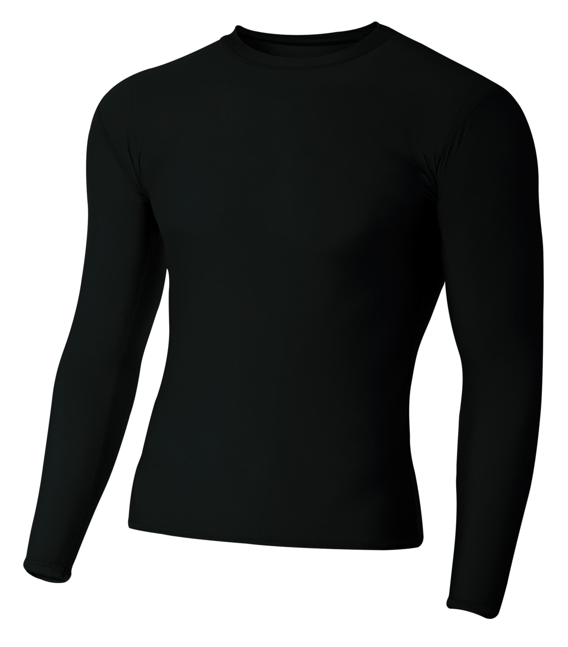 A4 Youth Long Sleeve Compression Crew — BLACK