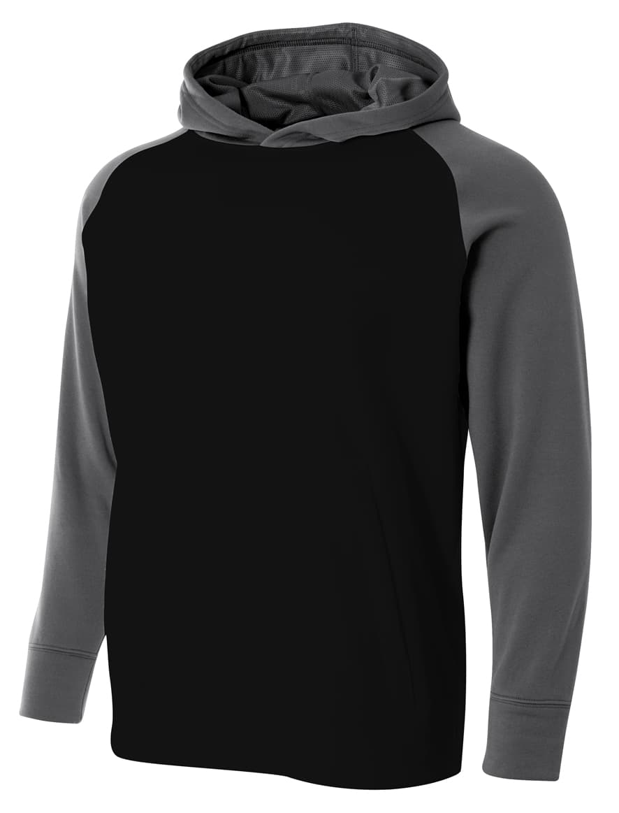 A4 Color Block Tech Fleece Hoodie — BLACK/GRAPHITE