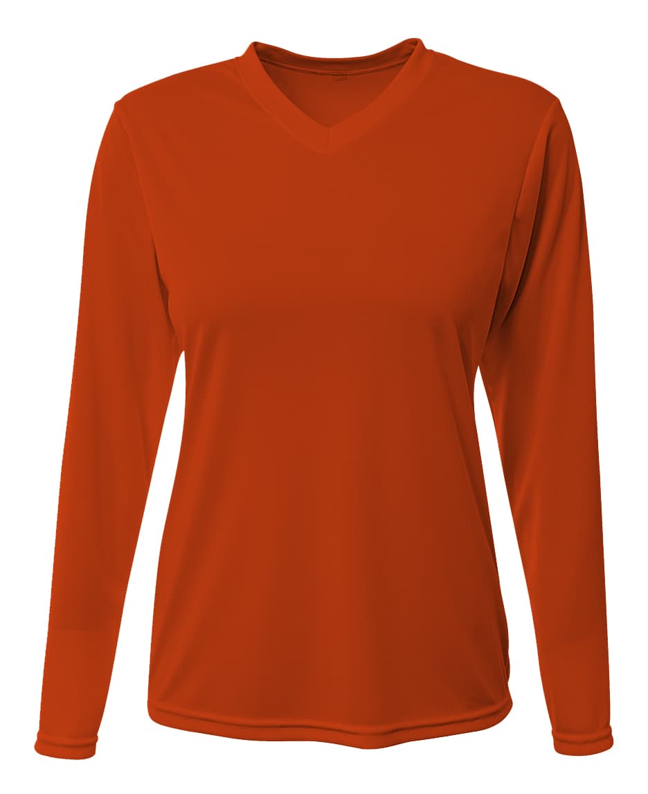 A4 Women's Sprint Long Sleeve Tee — ATHLETIC ORANGE