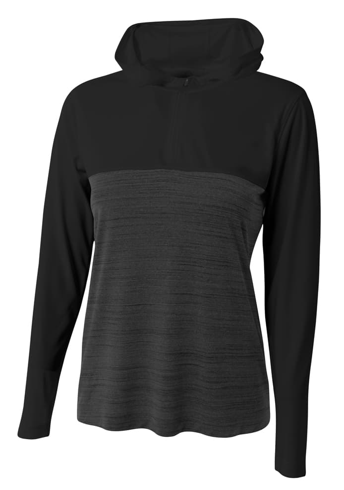 A4 Women's Slate Quarter Zip Hoodie — BLACK