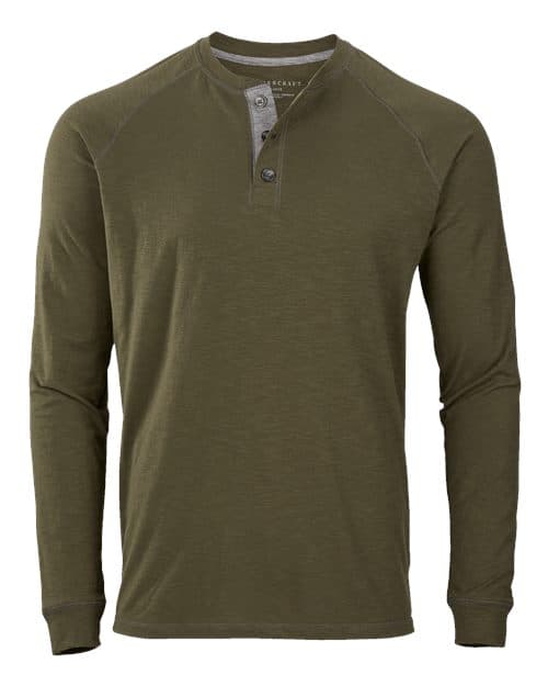 Unisex Henley Long Sleeve T-Shirt — Olive