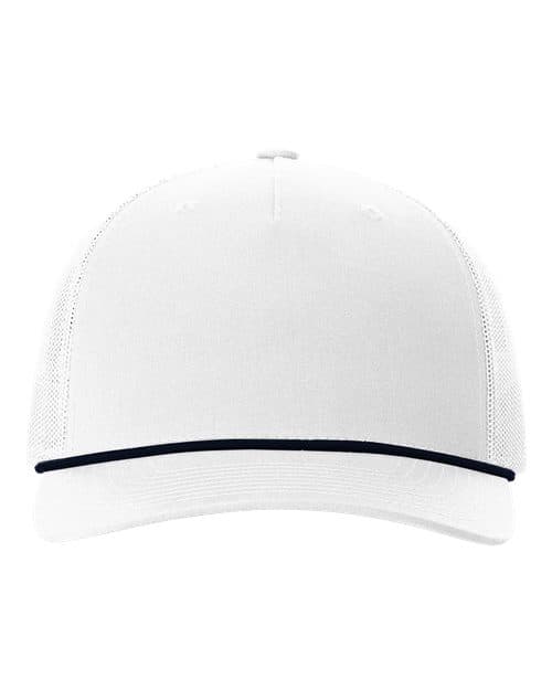 Five-Panel Trucker Rope Cap — White/ Navy