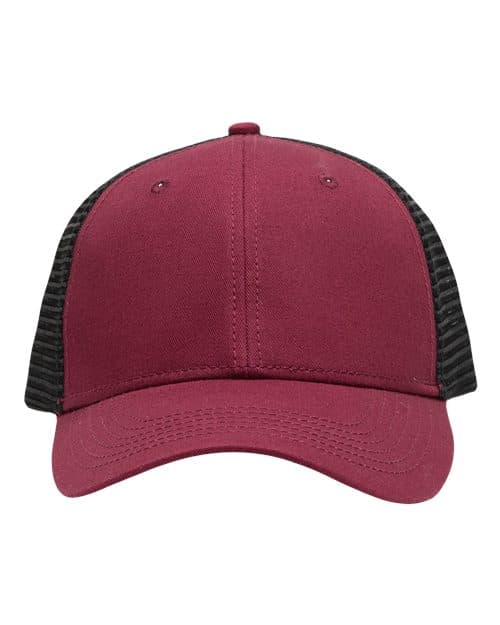 Traditional Lo-Pro Mesh Back Trucker Fit Cap — Chino Maroon/ Black