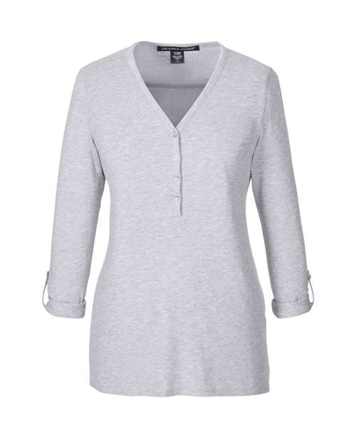 Women's Perfect Fit™ Y-Placket Convertible Sleeve Knit Top — Grey Heather
