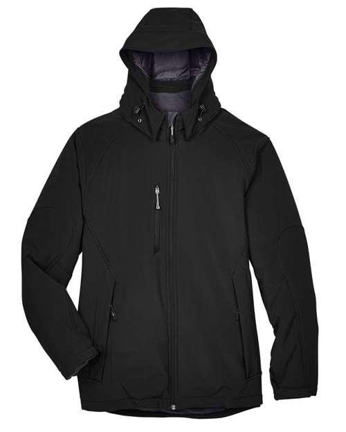 Men's Glacier Insulated Three-Layer Fleece Soft Shell Hood Jacket with Detachable Hood — Black