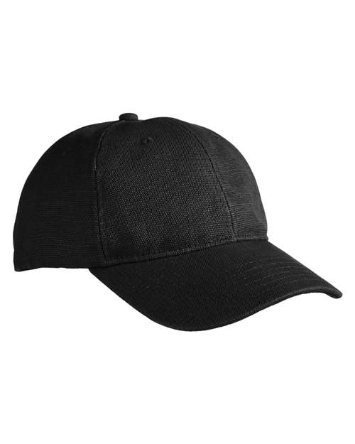 Washed Hemp Unstructured Baseball Cap — Black