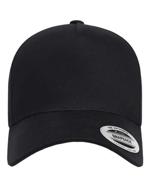 Retro Cotton Blend Snapback Cap — Black