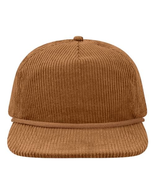 Five-Panel Rope Cap — Camel Corduroy